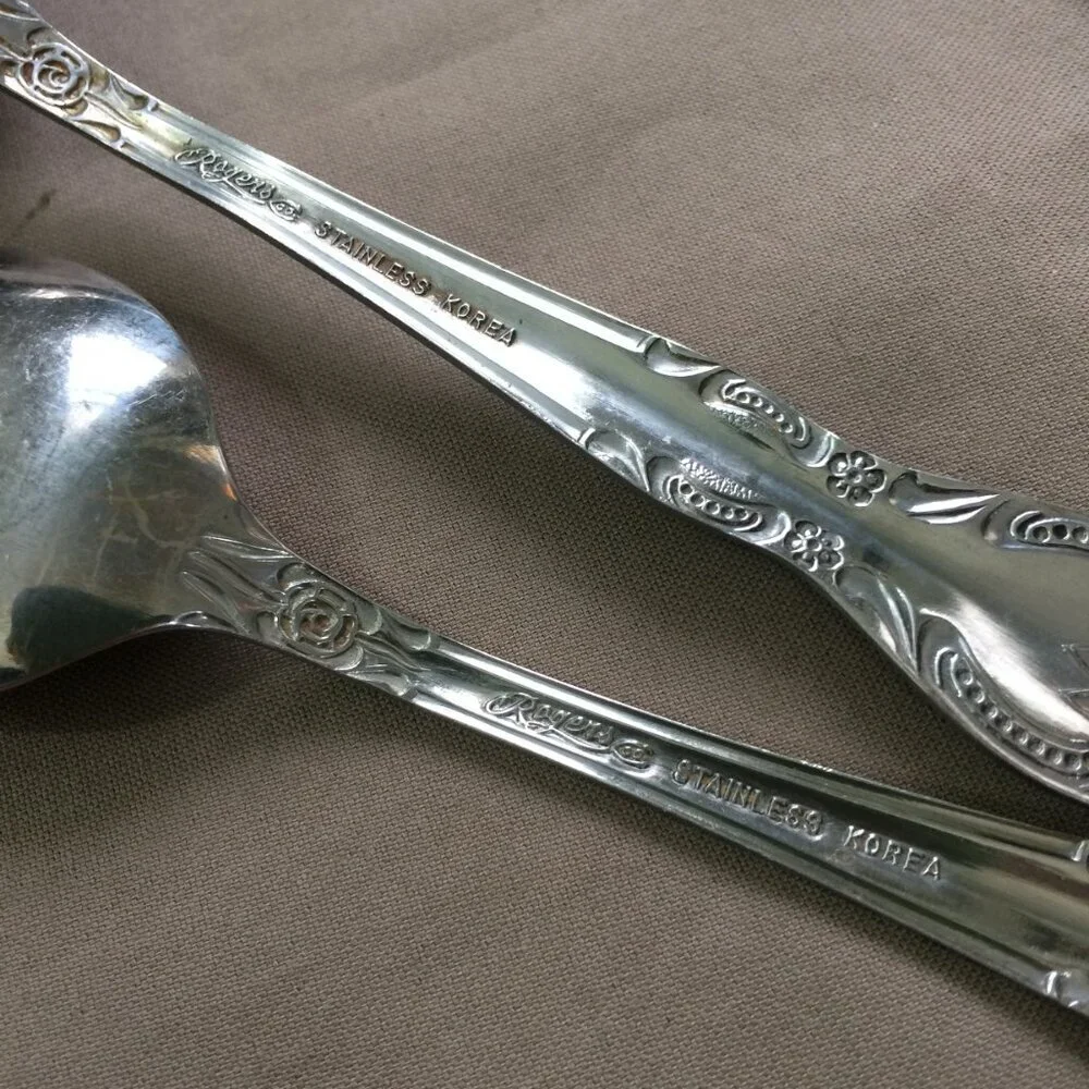Rogers Lisette Vintage Flatware Silverware 4 Teaspoons Stainless Steel Korea